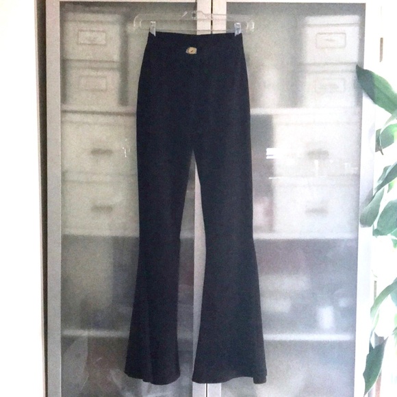 NWT Battalion Free People boutique black "suede" bell-bottoms S - Picture 2 of 5